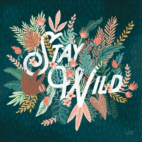 Jungle Hangout V Black Modern Wood Framed Art Print with Double Matting by Marshall, Laura