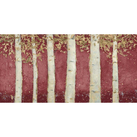 Magnificent Birch Grove Burgundy Crop White Modern Wood Framed Art Print by Wiens, James