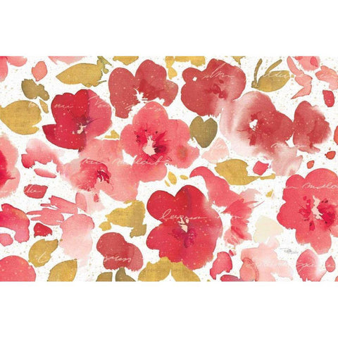 Floral Flow I Red Gold White Modern Wood Framed Art Print by Studio, Pela
