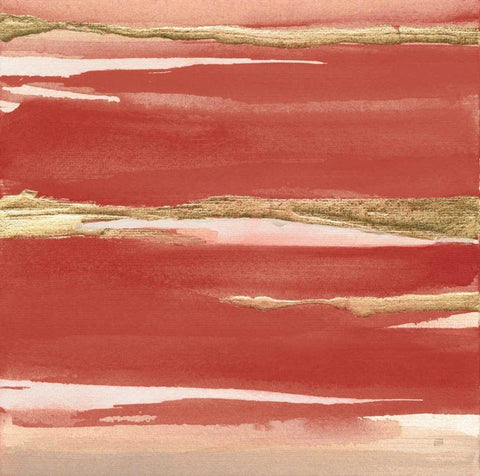 Gilded Red I White Modern Wood Framed Art Print with Double Matting by Paschke, Chris