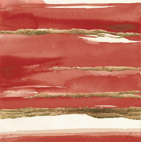 Gilded Red II White Modern Wood Framed Art Print with Double Matting by Paschke, Chris