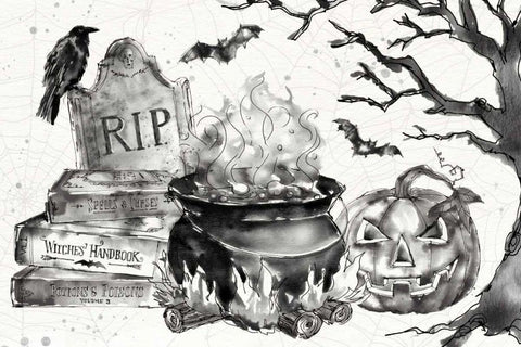 Phantoms of the Night I Black Ornate Wood Framed Art Print with Double Matting by Tavoletti, Anne