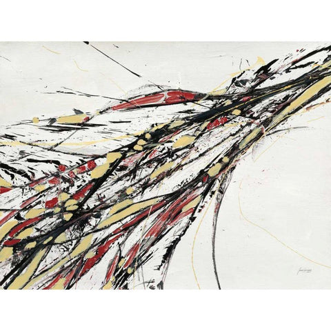 Gravity Red Black Modern Wood Framed Art Print by Griggs, Jan