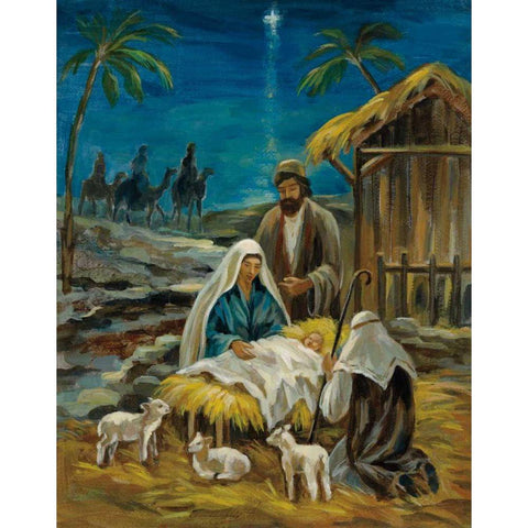 Nativity Scene White Modern Wood Framed Art Print by Vassileva, Silvia