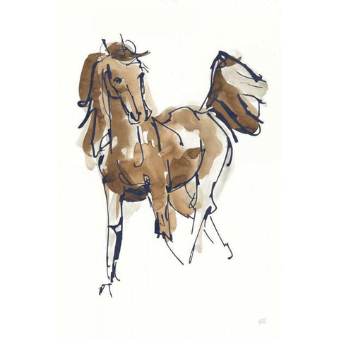 Sketchy Horse VI Navy Black Modern Wood Framed Art Print by Paschke, Chris