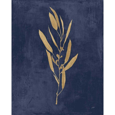 Botanical Study I Gold Navy Black Modern Wood Framed Art Print with Double Matting by Purinton, Julia