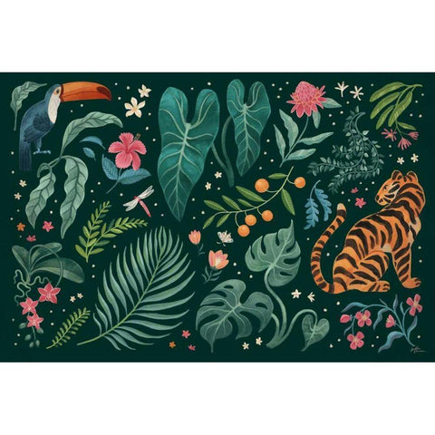 Jungle Love I Black Modern Wood Framed Art Print with Double Matting by Penner, Janelle