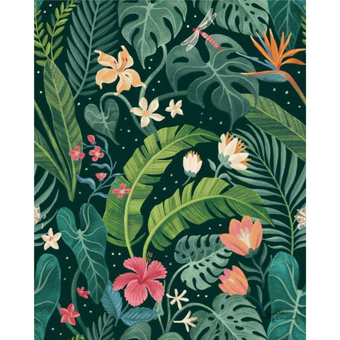 Jungle Love Pattern I Black Modern Wood Framed Art Print by Penner, Janelle