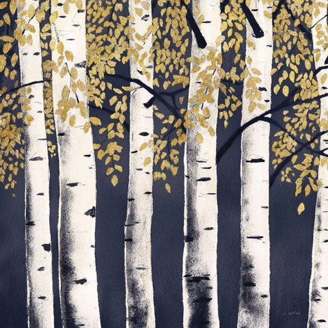 Fresh Forest Indigo II White Modern Wood Framed Art Print with Double Matting by Wiens, James