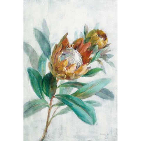 Tropical Protea White Modern Wood Framed Art Print by Nai, Danhui