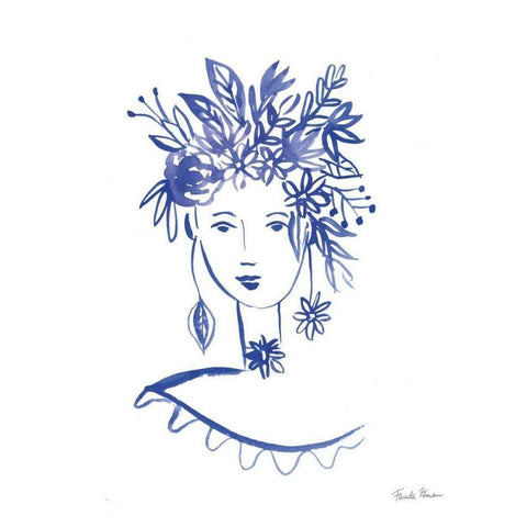 Flower Girl I White Modern Wood Framed Art Print by Zaman, Farida