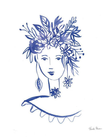 Flower Girl I White Modern Wood Framed Art Print with Double Matting by Zaman, Farida