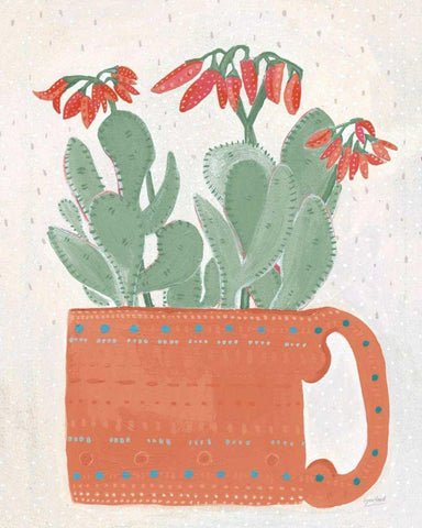 Coral Cuppa Neutral Crop White Modern Wood Framed Art Print with Double Matting by Mack, Lynn