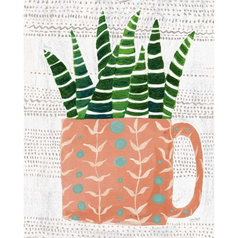 Succulent Cup Neutral Crop Gold Ornate Wood Framed Art Print with Double Matting by Mack, Lynn