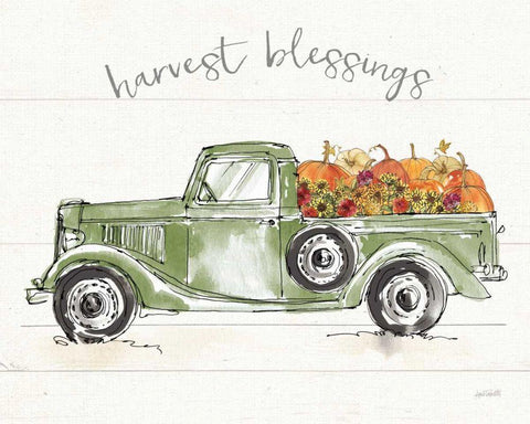 Modern Farmhouse VIII Green Truck White Modern Wood Framed Art Print with Double Matting by Tavoletti, Anne