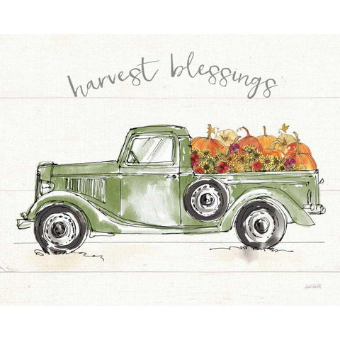 Modern Farmhouse VIII Green Truck Black Modern Wood Framed Art Print with Double Matting by Tavoletti, Anne