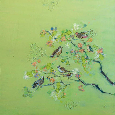 Bird Song Gold Ornate Wood Framed Art Print with Double Matting by Day, Kellie