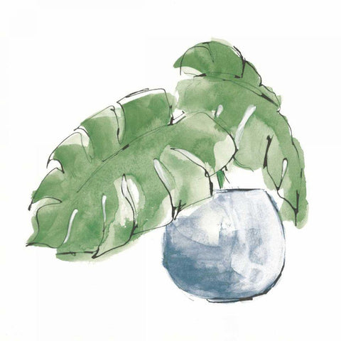 Plant Big Leaf IV Dark Green White Modern Wood Framed Art Print by Paschke, Chris