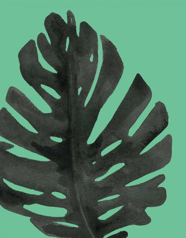 Tropical Palm I BW Green Black Ornate Wood Framed Art Print with Double Matting by Wild Apple Portfolio