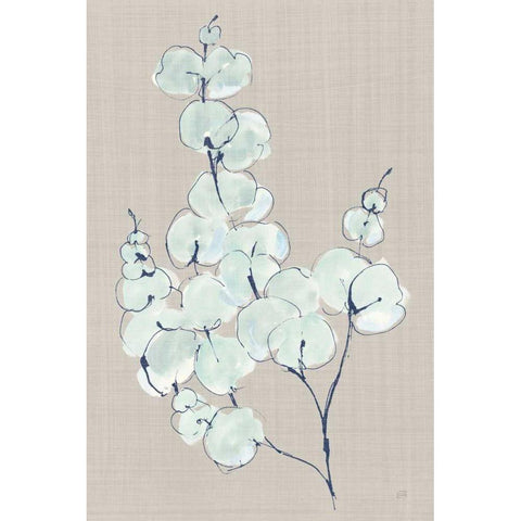 Eucalyptus Branch III Blue Gray White Modern Wood Framed Art Print by Paschke, Chris