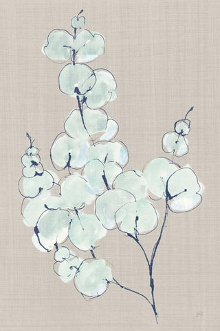 Eucalyptus Branch III Blue Gray White Modern Wood Framed Art Print with Double Matting by Paschke, Chris