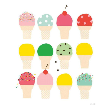 Ice Cream Fun White Modern Wood Framed Art Print by Kelle, Ann