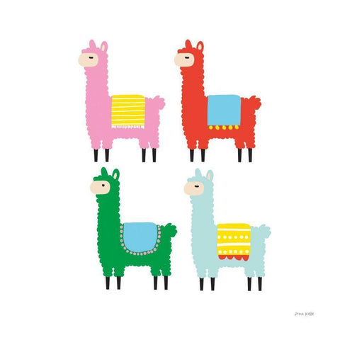 The Llamas White Modern Wood Framed Art Print by Kelle, Ann