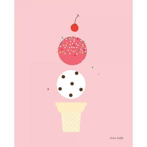 Ice Cream and Cherry II White Modern Wood Framed Art Print by Kelle, Ann