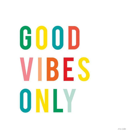 Good Vibes Only White Modern Wood Framed Art Print with Double Matting by Kelle, Ann