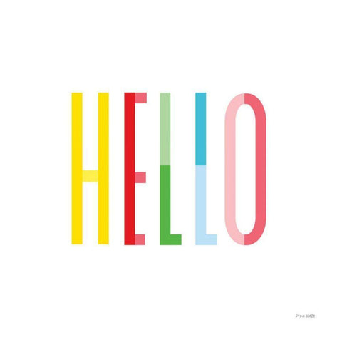 Hello White Modern Wood Framed Art Print by Kelle, Ann
