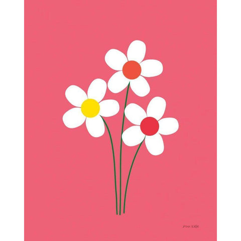 Daisies I Gold Ornate Wood Framed Art Print with Double Matting by Kelle, Ann