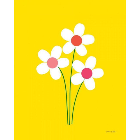 Daisies II Black Modern Wood Framed Art Print with Double Matting by Kelle, Ann