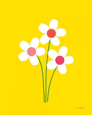 Daisies II White Modern Wood Framed Art Print with Double Matting by Kelle, Ann