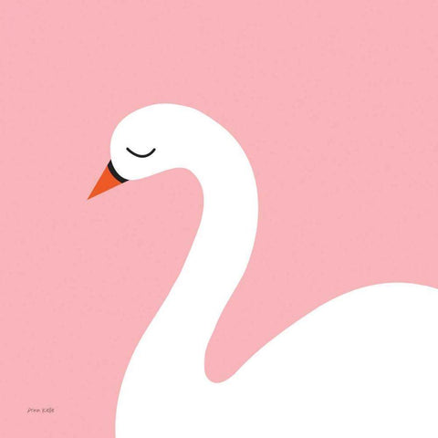 Swan Black Modern Wood Framed Art Print by Kelle, Ann