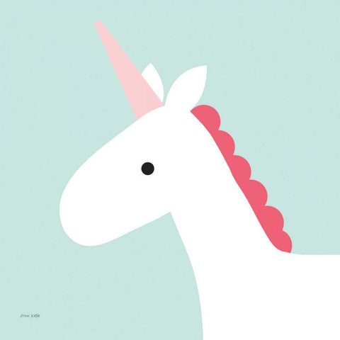 Unicorn White Modern Wood Framed Art Print by Kelle, Ann