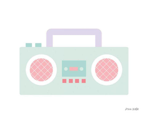 Boombox White Modern Wood Framed Art Print with Double Matting by Kelle, Ann