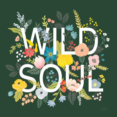 Wild Garden I Green White Modern Wood Framed Art Print with Double Matting by Marshall, Laura
