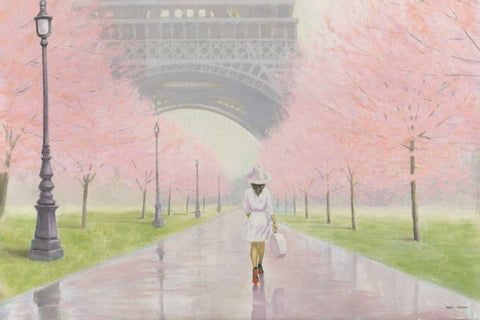 Printemps a Paris I White Modern Wood Framed Art Print with Double Matting by Fabiano, Marco