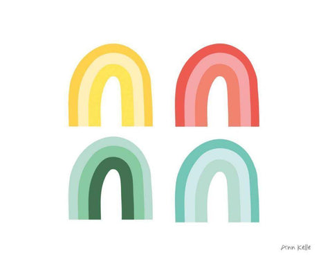 Rainbow Colors I White Modern Wood Framed Art Print with Double Matting by Kelle, Ann