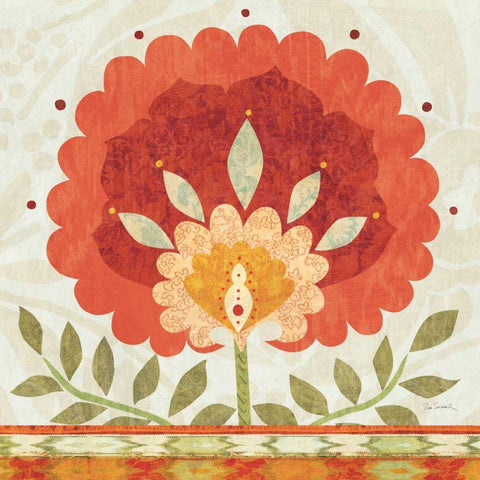 Ikat Bloom II Black Modern Wood Framed Art Print by Schlabach, Sue