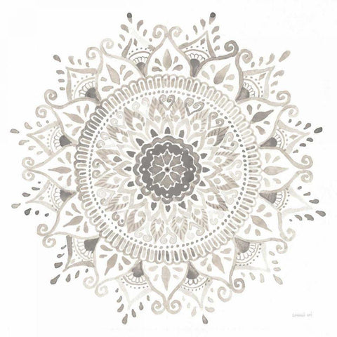 Mandala Delight I Neutral Black Ornate Wood Framed Art Print with Double Matting by Nai, Danhui