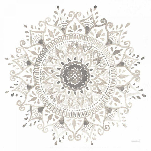 Mandala Delight I Neutral White Modern Wood Framed Art Print with Double Matting by Nai, Danhui