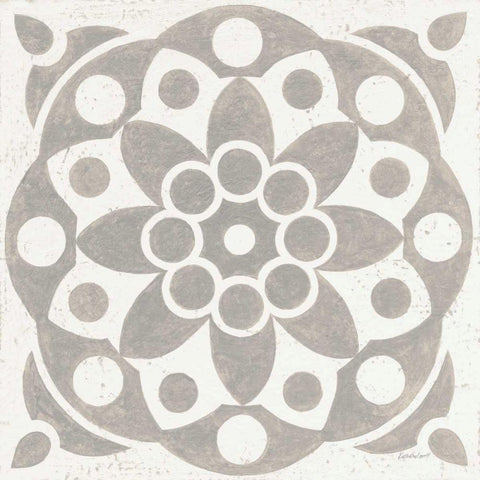 Winter Caravan Tile II White Modern Wood Framed Art Print with Double Matting by Lovell, Kathrine