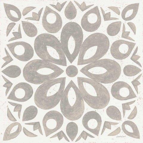 Winter Caravan Tile III White Modern Wood Framed Art Print with Double Matting by Lovell, Kathrine