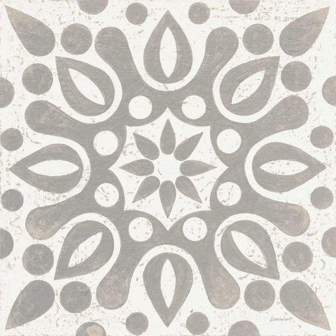 Winter Caravan Tile IV White Modern Wood Framed Art Print with Double Matting by Lovell, Kathrine