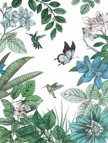 Butterflies and Flowers I White Modern Wood Framed Art Print with Double Matting by Ilangaratne, Amelia