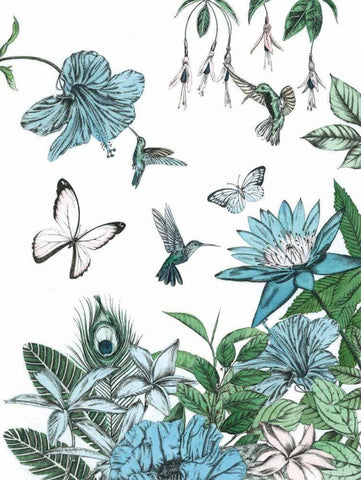 Butterflies and Flowers III Black Ornate Wood Framed Art Print with Double Matting by Ilangaratne, Amelia