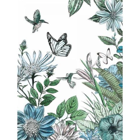 Butterflies and Flowers IV Black Modern Wood Framed Art Print with Double Matting by Ilangaratne, Amelia