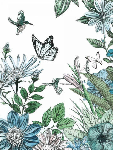 Butterflies and Flowers IV White Modern Wood Framed Art Print with Double Matting by Ilangaratne, Amelia