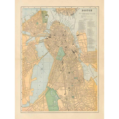 Boston Map White Modern Wood Framed Art Print by Wild Apple Portfolio